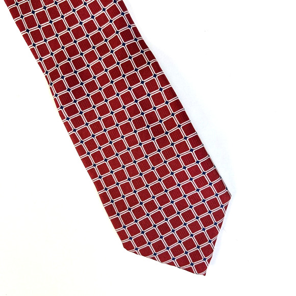 Ralph Lauren Chaps Tie Red White Graphic 3" Wide Silk Business Accessory - Picture 3 of 6